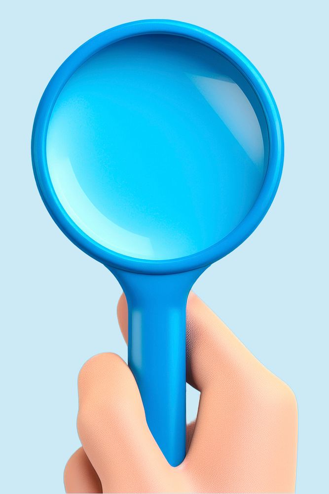 Magnifying holding blue hand. AI generated Image by rawpixel.