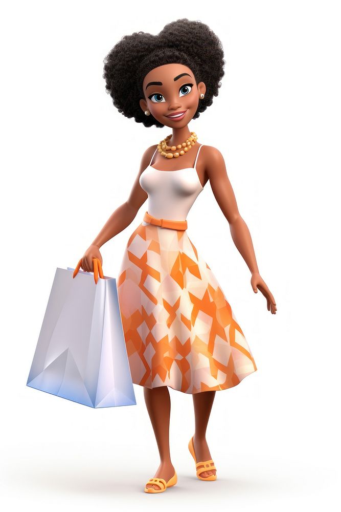 Shopping cartoon dress doll. AI generated Image by rawpixel.