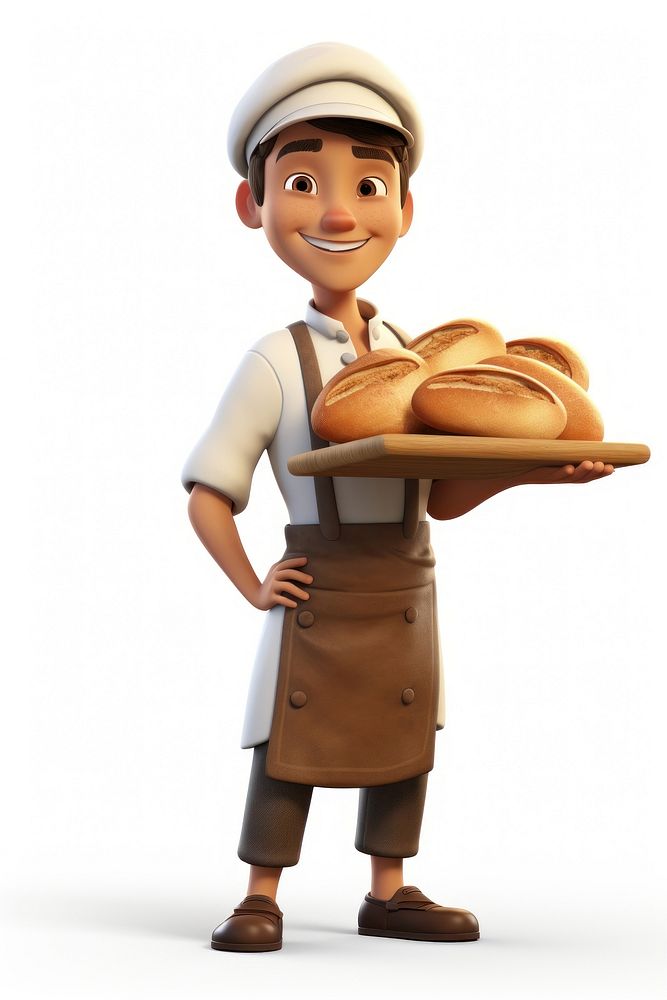 Cartoon baker bread food. AI generated Image by rawpixel.