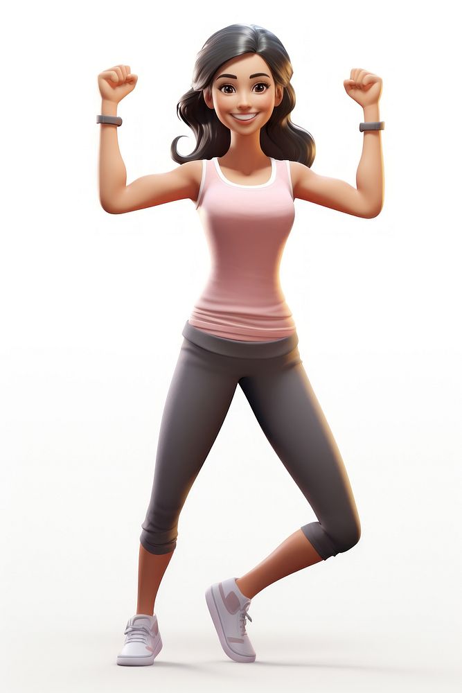 Stretching cartoon adult woman. AI generated Image by rawpixel.