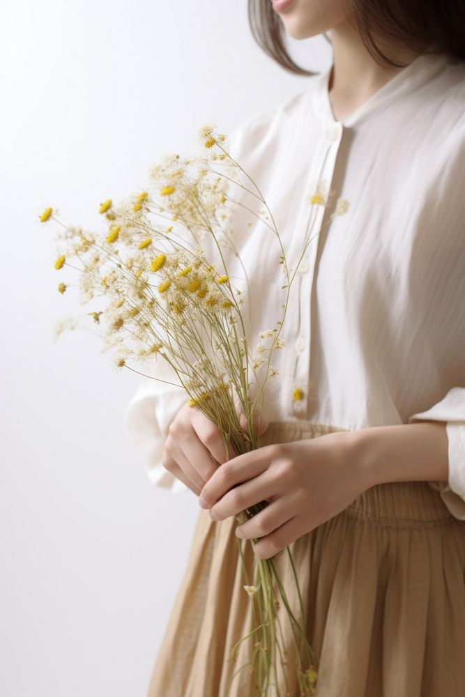 Flower holding dress adult. AI generated Image by rawpixel.
