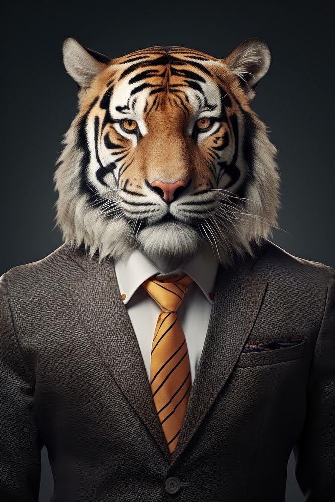 Tiger wildlife portrait necktie. 