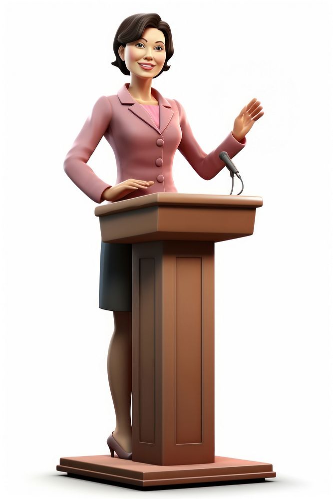 Cartoon podium adult woman. 