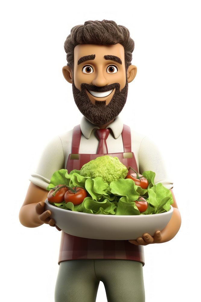 Holding salad food white background. AI generated Image by rawpixel.