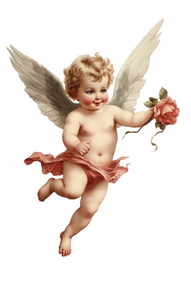 Angel cupid baby white background