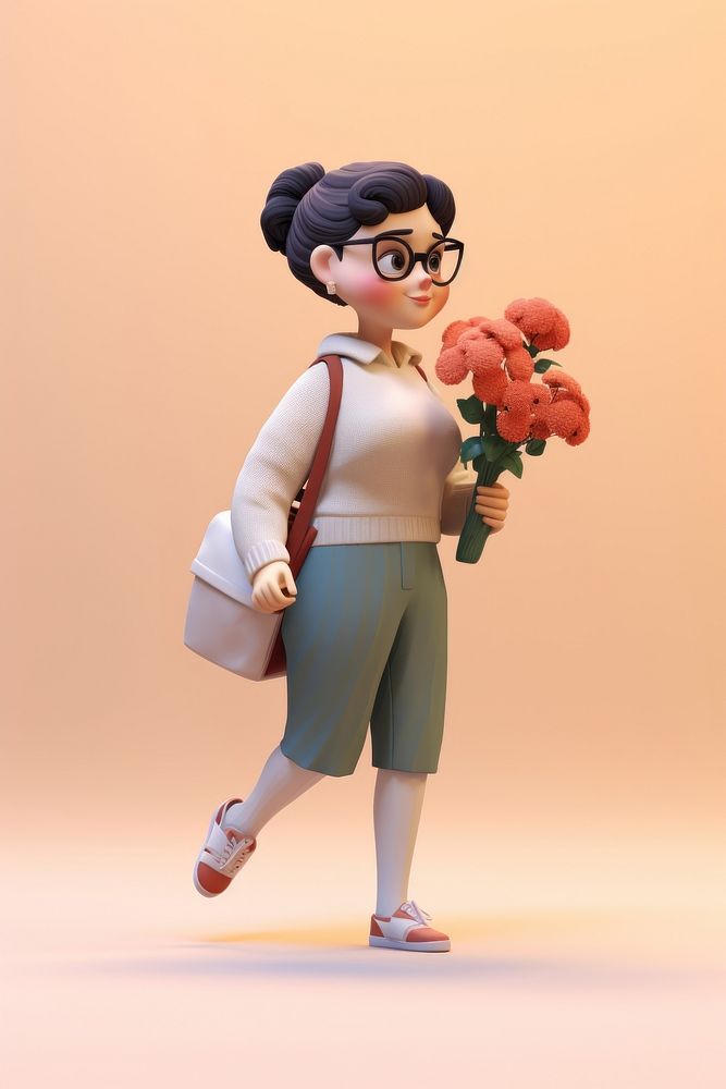 Cartoon flower figurine toy. AI generated Image by rawpixel.