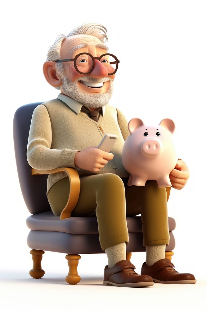 Sitting adult cute pig. AI generated Image by rawpixel.