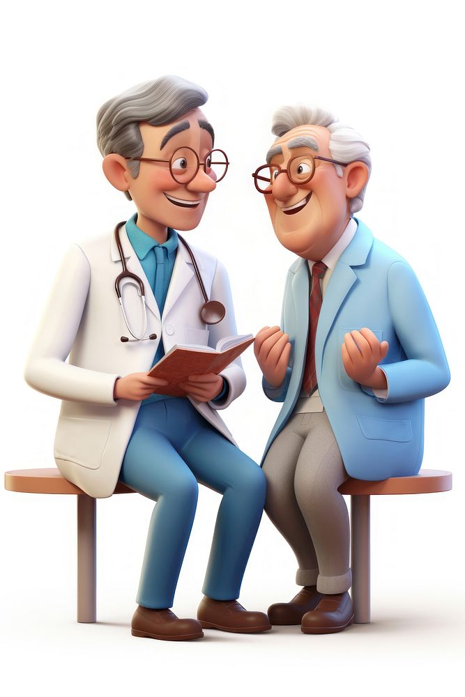 Examining patient glasses cartoon. AI generated Image by rawpixel.