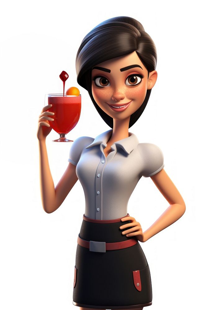Cocktail cartoon adult woman. AI generated Image by rawpixel.