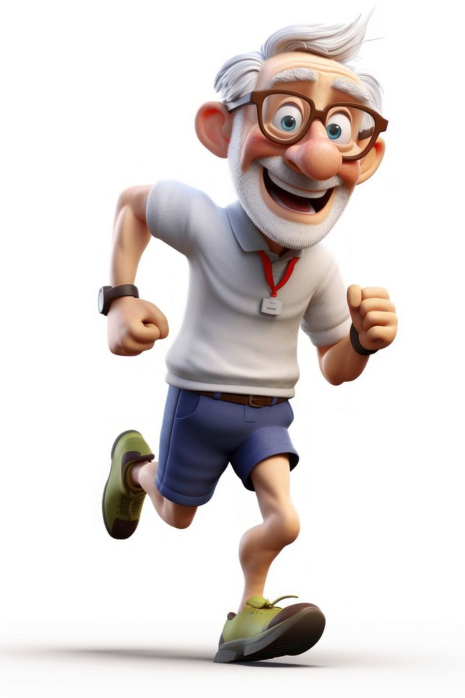 Running cartoon shorts white background. AI generated Image by rawpixel.