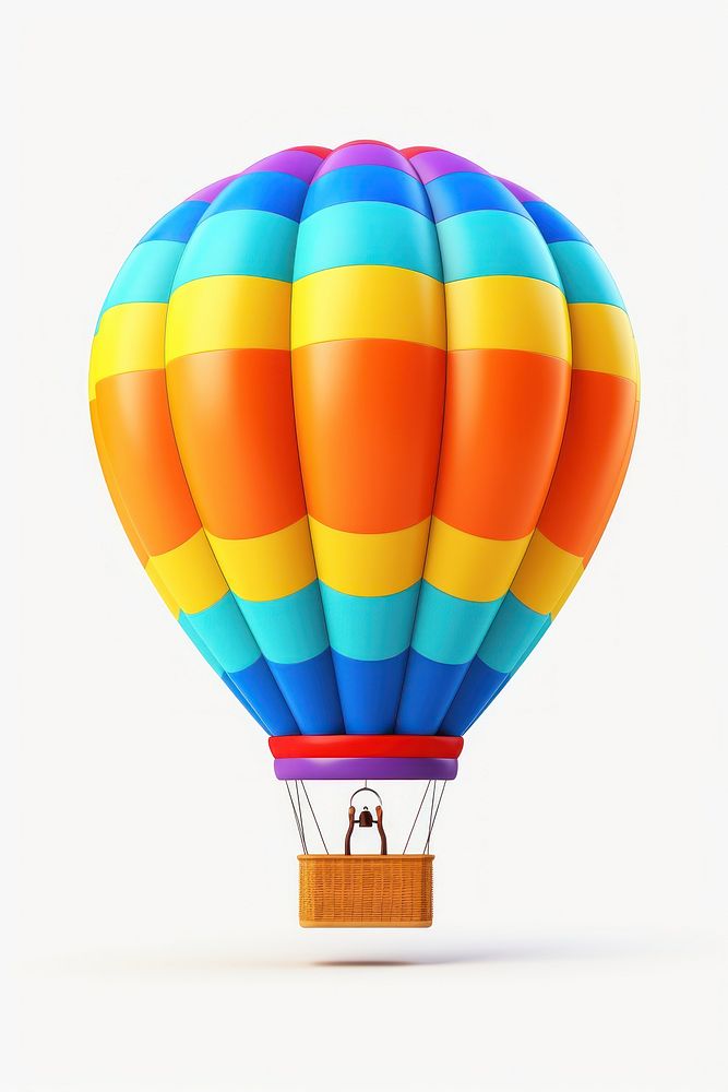 Cute colorful Hot air balloon aircraft vehicle white background. AI generated Image by rawpixel.