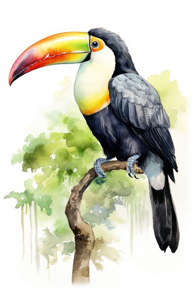 Toucan perched animal bird beak. AI generated Image by rawpixel.