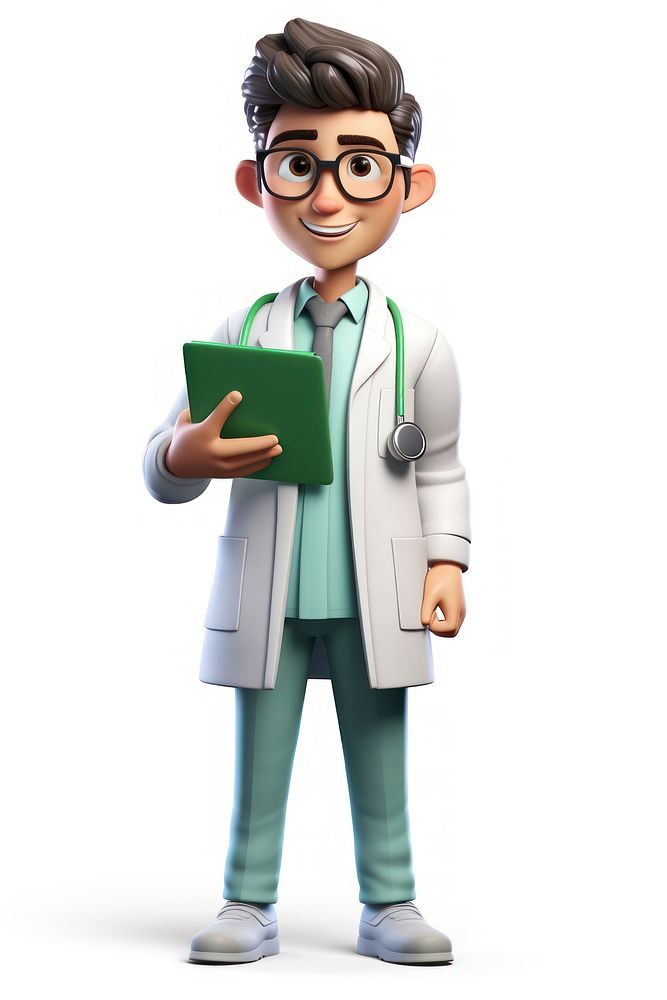 Cartoon doctor green white background. AI generated Image by rawpixel.