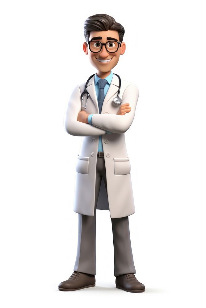 Doctor adult man white background. 