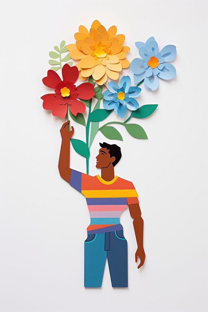 Flower painting holding craft. AI generated Image by rawpixel.
