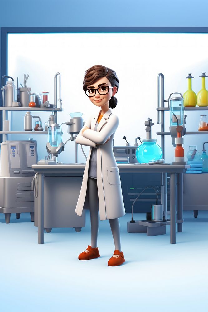 Cartoon adult woman lab. AI generated Image by rawpixel.