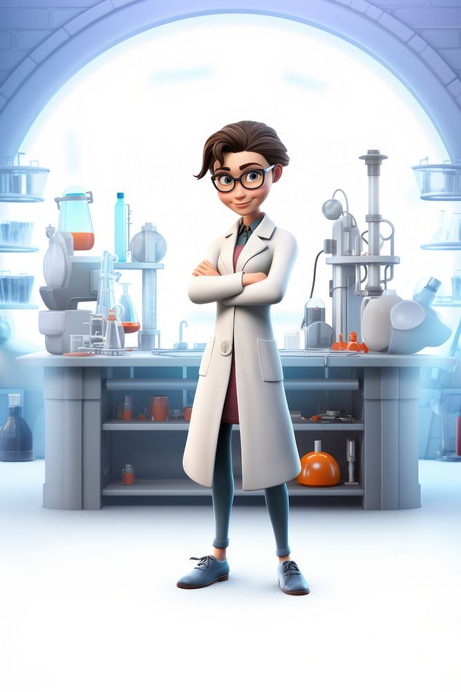 Cartoon scientist adult woman. AI generated Image by rawpixel.