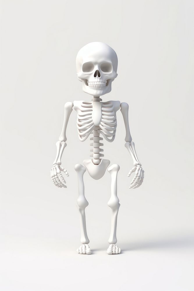 White background skeleton history anatomy. 