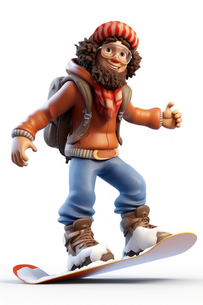 Snowboarding figurine cartoon toy. AI generated Image by rawpixel.