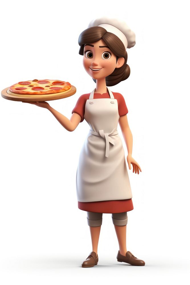 Cartoon pizza smiling cook. AI generated Image by rawpixel.