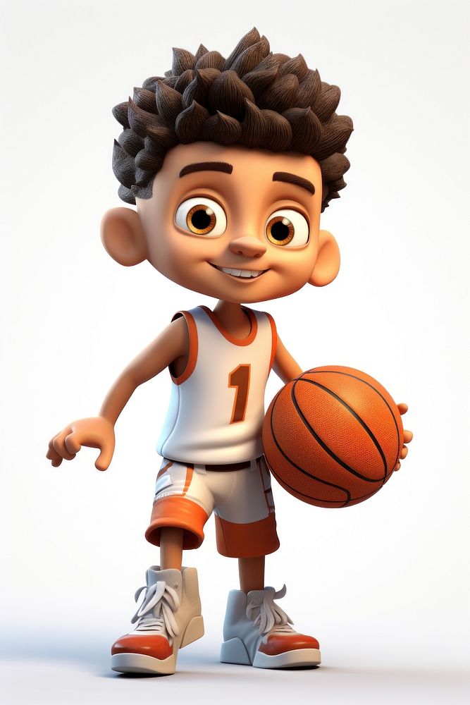 Basketball cartoon sports white background. AI generated Image by rawpixel.