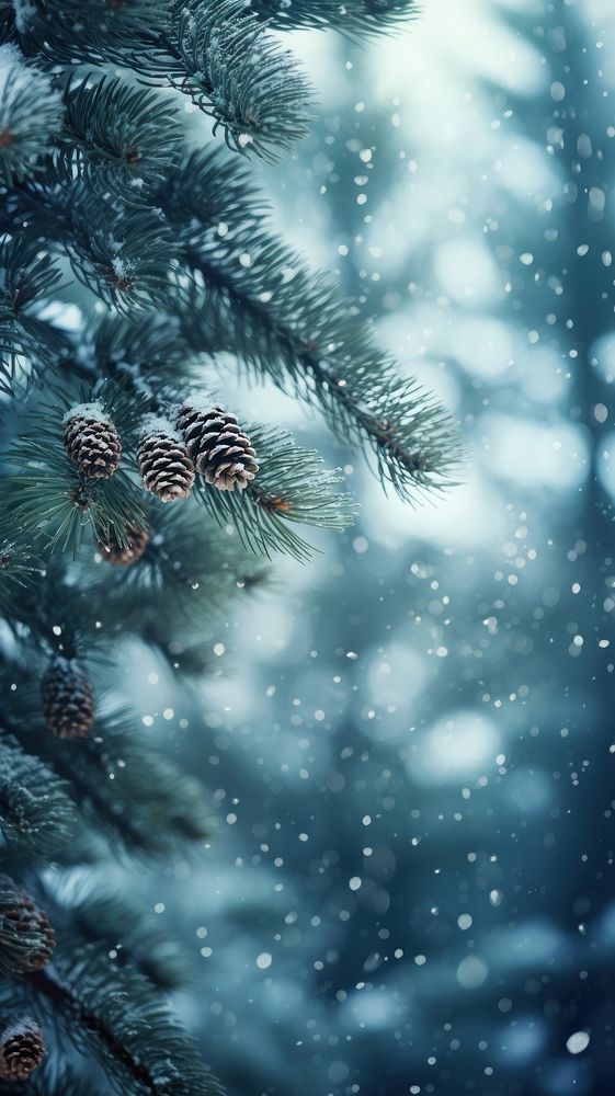 Pine tree snow backgrounds snowflake. | Free Photo - rawpixel