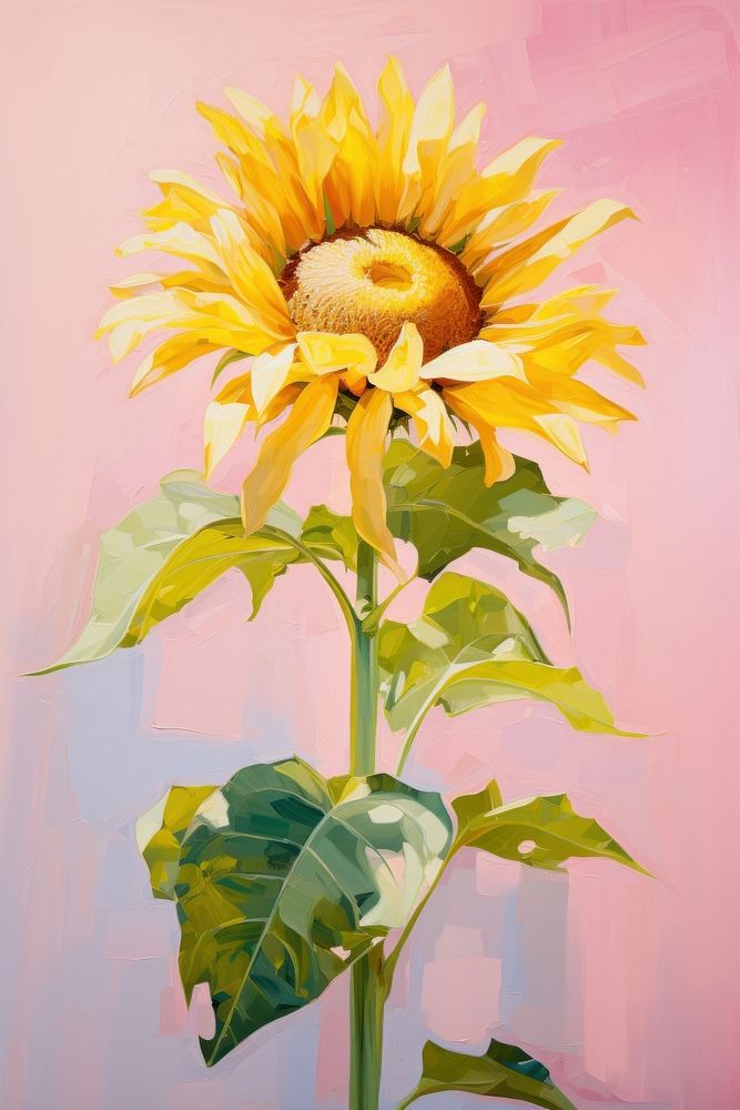 Sunflower painting plant pink. 