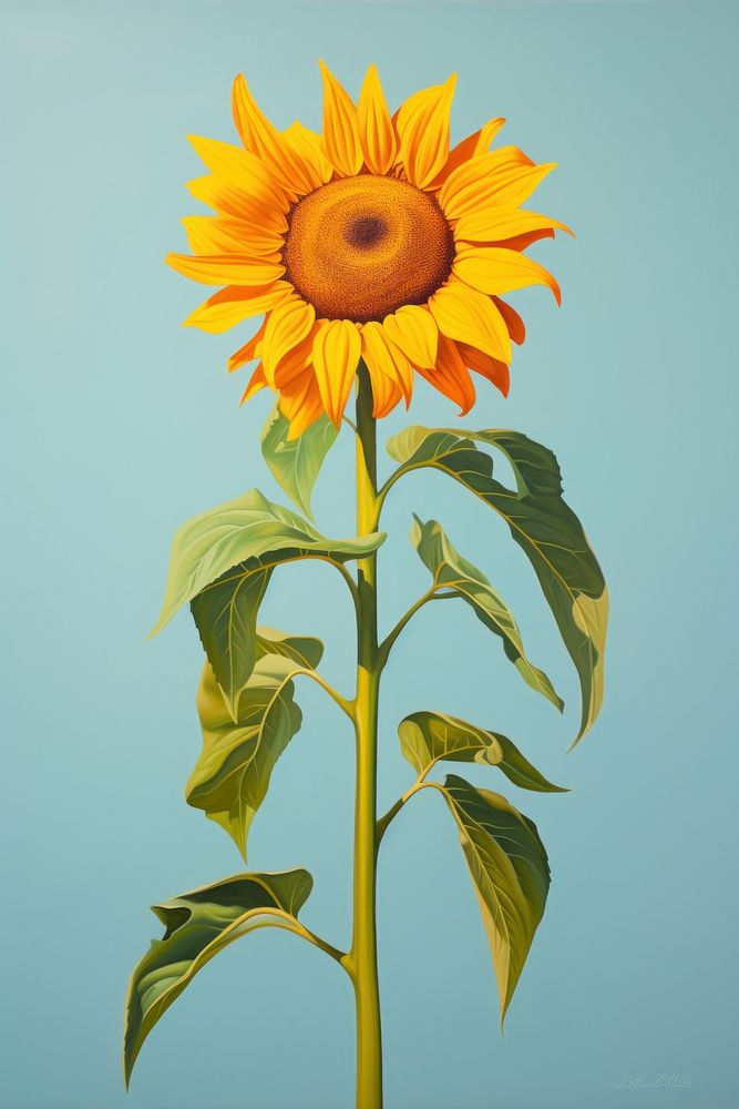 Sunflower painting plant blue. 