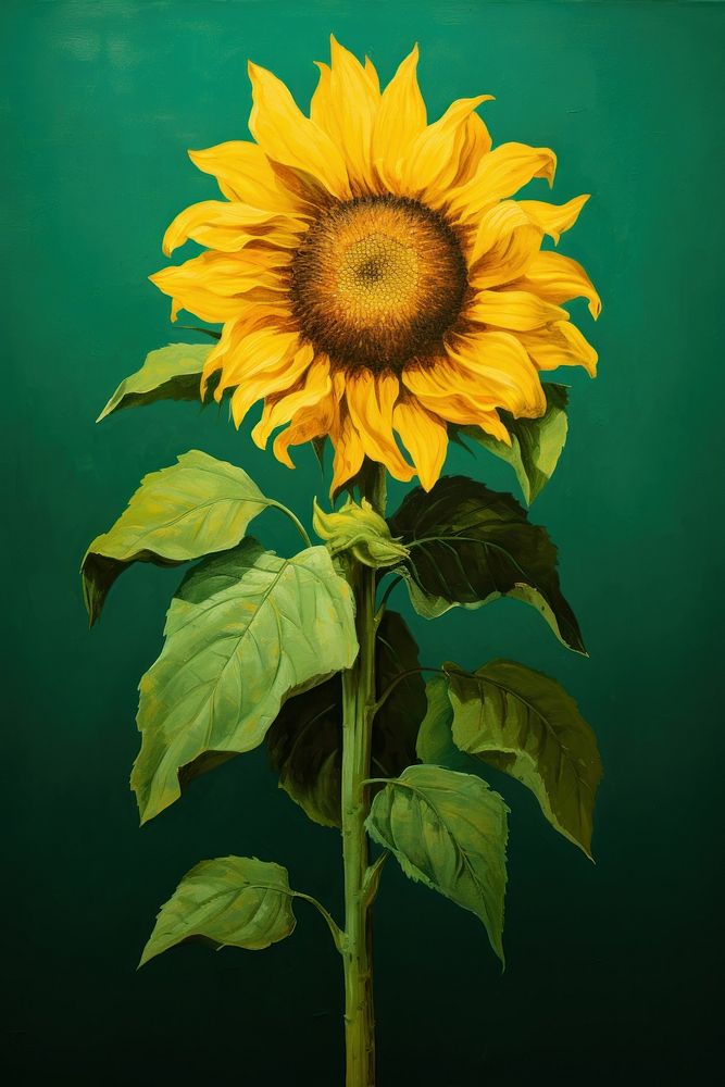 Sunflower plant green inflorescence. AI generated Image by rawpixel.