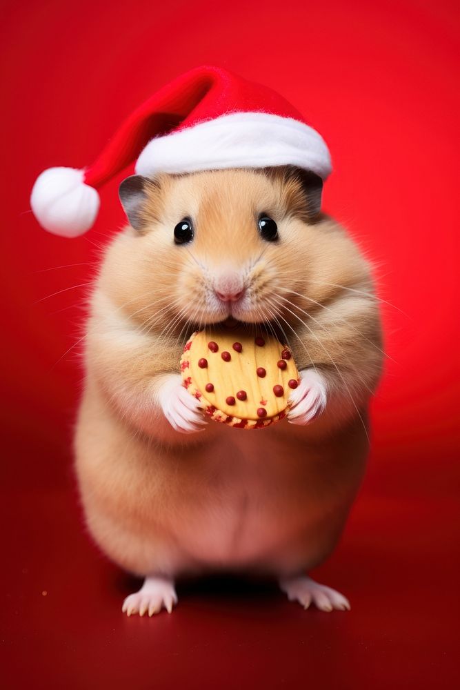 Hamster christmas portrait holding. AI generated Image by rawpixel.