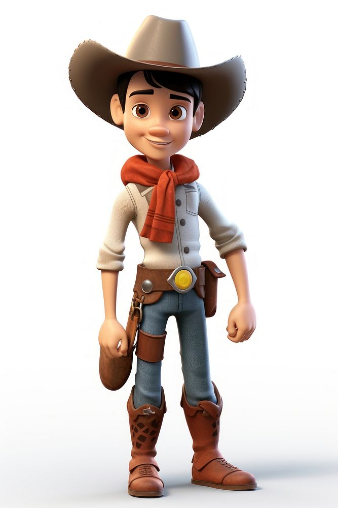 Cartoon cowboy toy white background. AI generated Image by rawpixel.