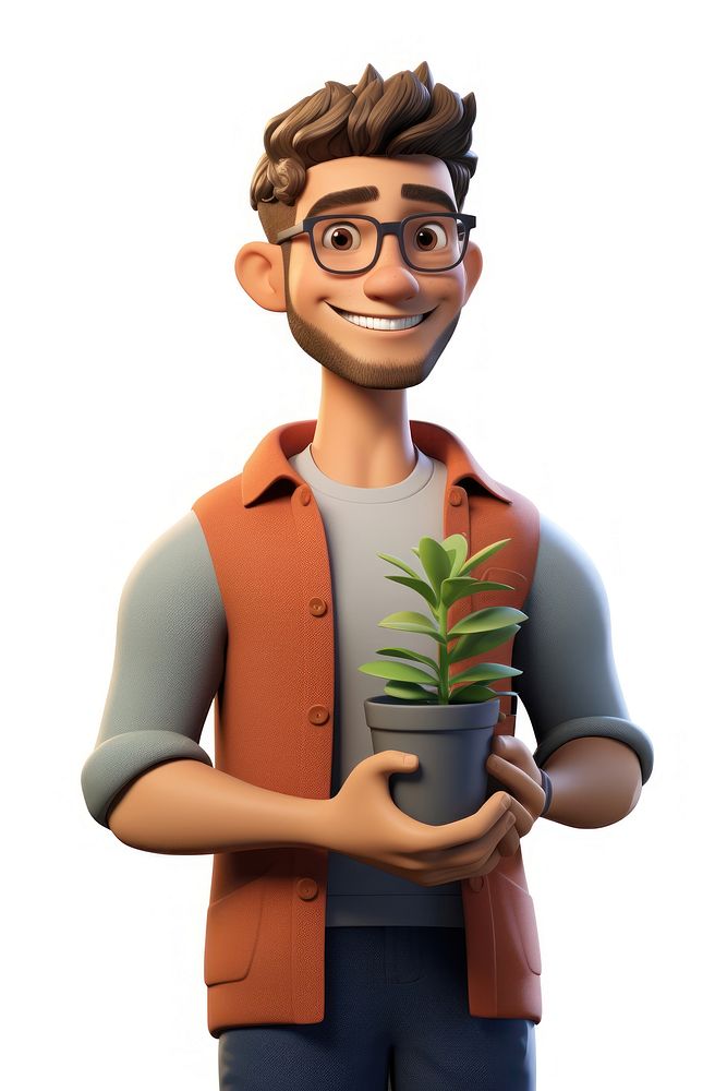 Cartoon plant gardening smiling. AI generated Image by rawpixel.