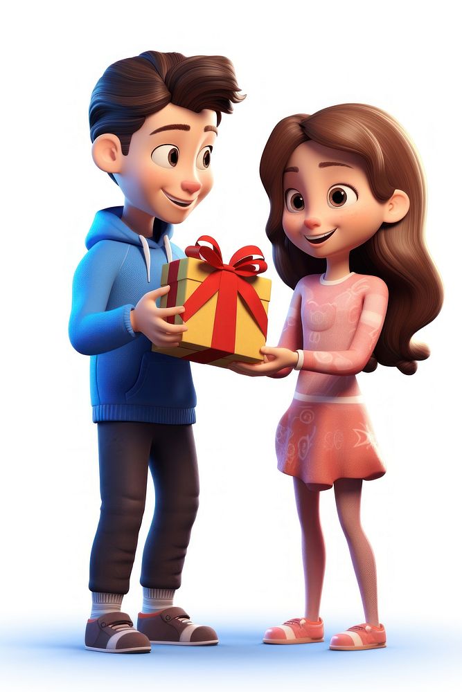 Smiling cartoon gift girl. AI generated Image by rawpixel.