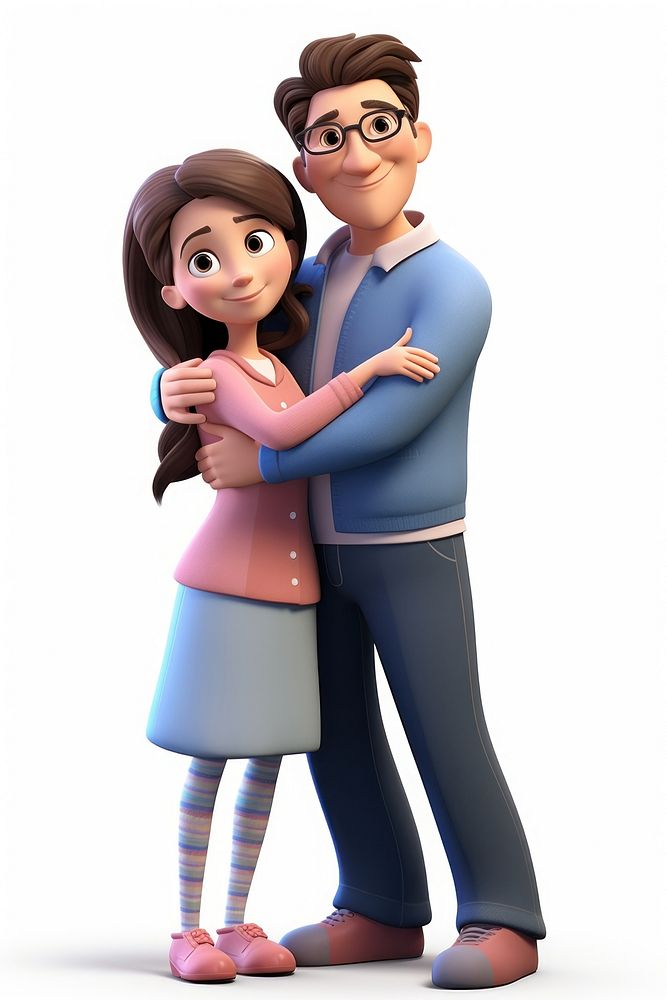 Smiling hugging cartoon adult. AI generated Image by rawpixel.