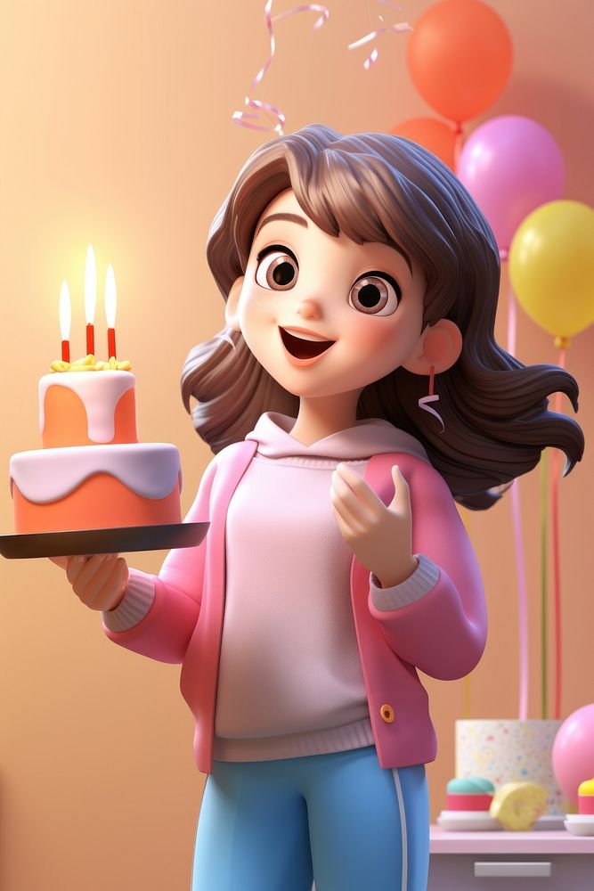 Cartoon birthday dessert smiling. AI generated Image by rawpixel.