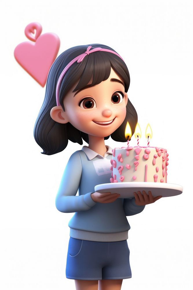 Birthday dessert smiling cartoon. AI generated Image by rawpixel.