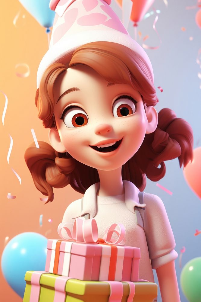 Birthday balloon dessert smiling. AI generated Image by rawpixel.
