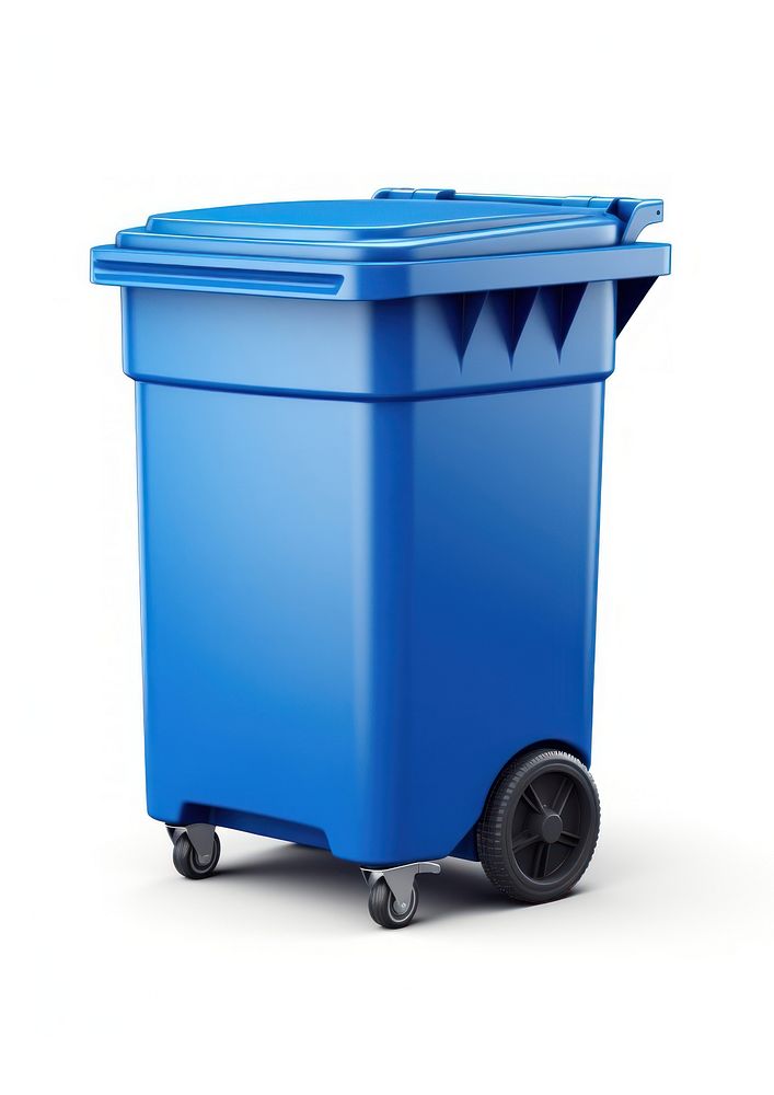 Garbage plastic blue white background. 