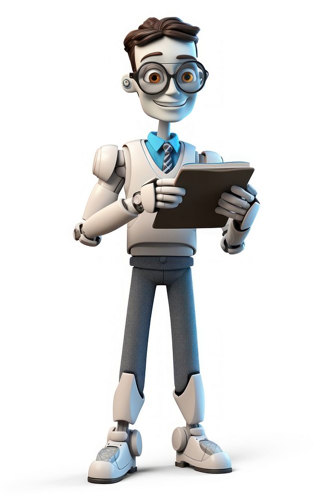 Robot cartoon human white background. AI generated Image by rawpixel.