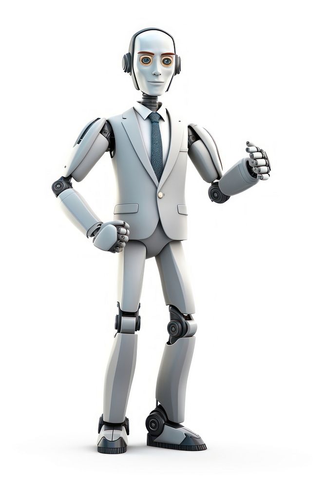 Robot cartoon human white background. AI generated Image by rawpixel.