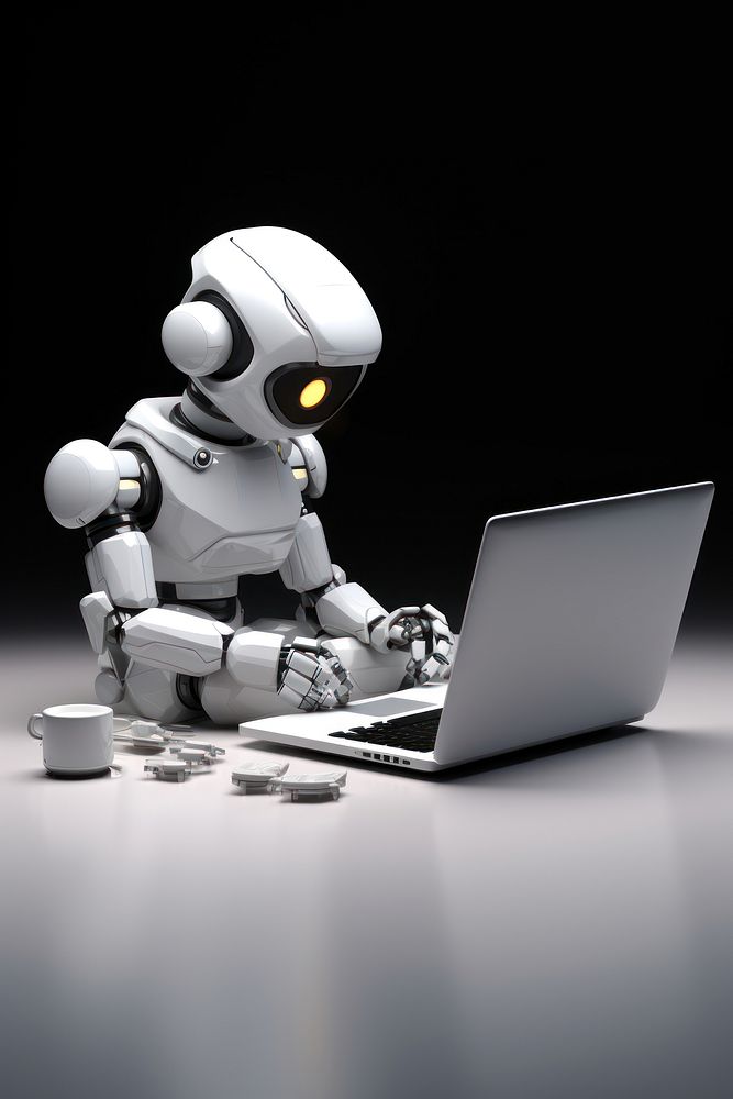 Laptop robot computer cartoon. AI generated Image by rawpixel.