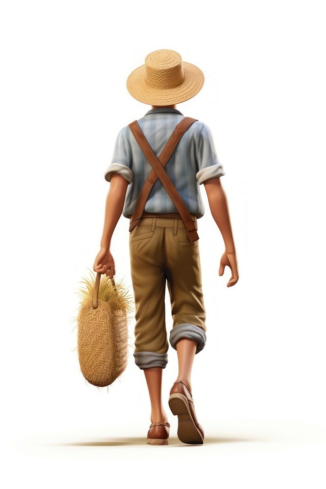 Walking farmer white background agriculture. AI generated Image by rawpixel.