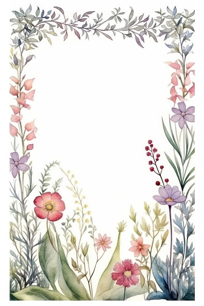 Flower plant pattern white background. AI generated Image by rawpixel.