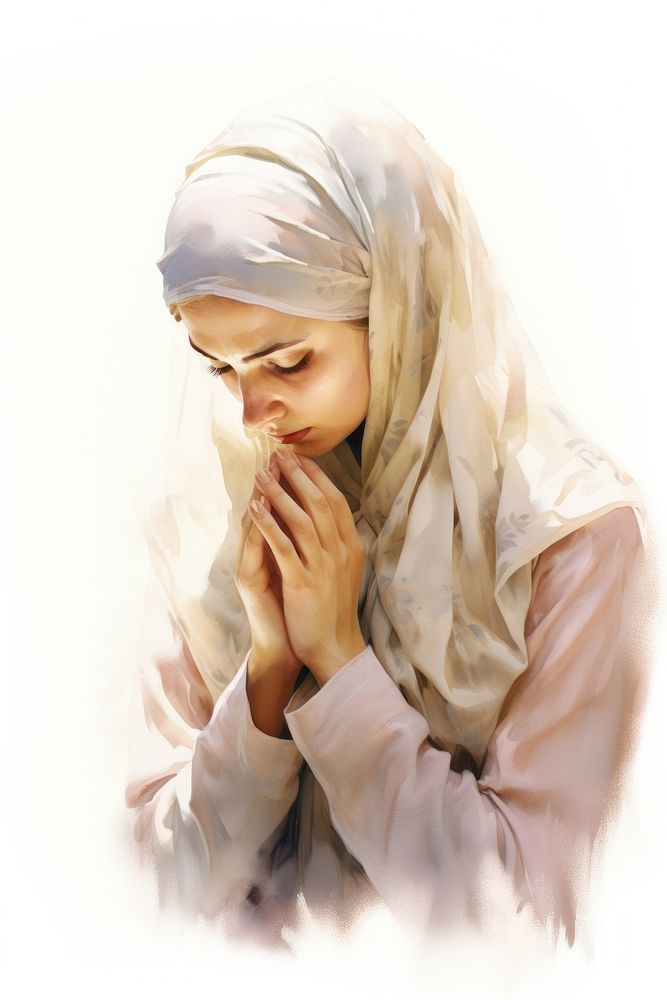 Portrait praying adult white background. AI generated Image by rawpixel.