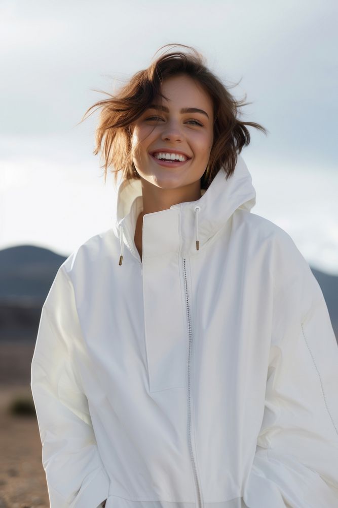 Jacket outdoors adult smile. AI generated Image by rawpixel.