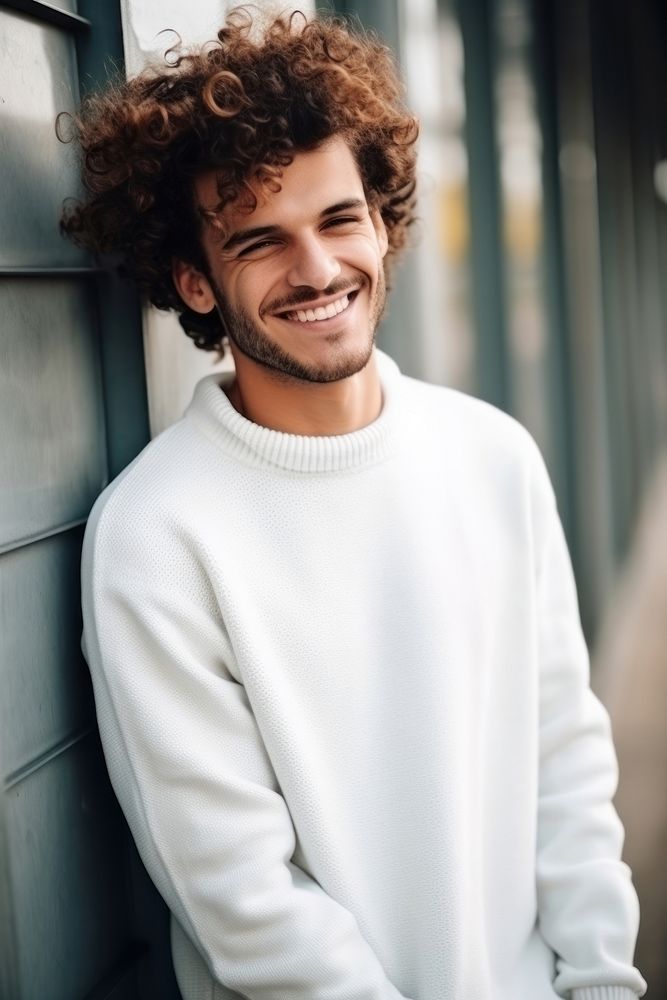 Sweater portrait outdoors smiling. AI generated Image by rawpixel.