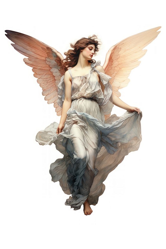Angel adult white background representation