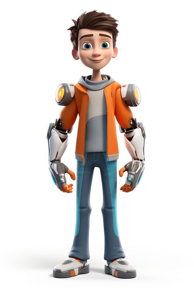 Robot cartoon white background protection. AI generated Image by rawpixel.