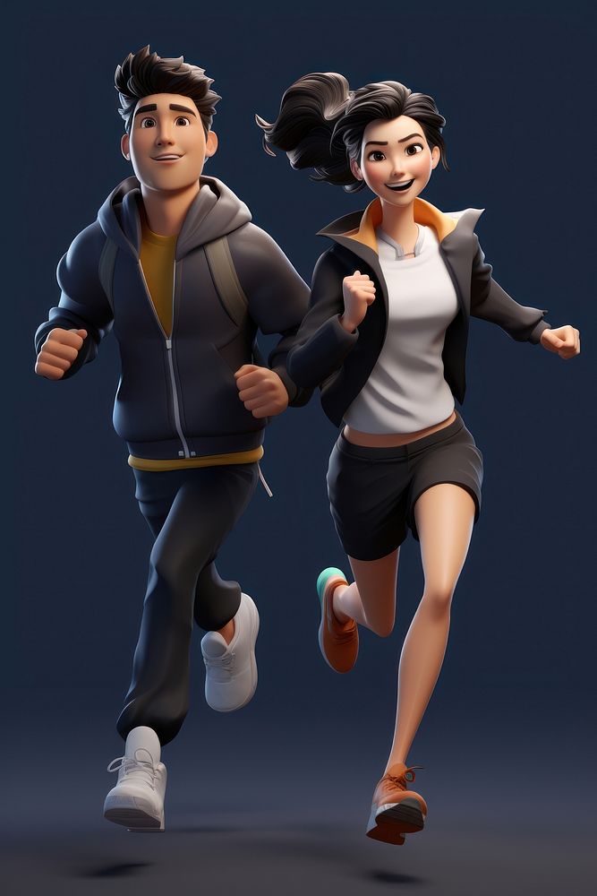 Running adult determination togetherness. AI generated Image by rawpixel.