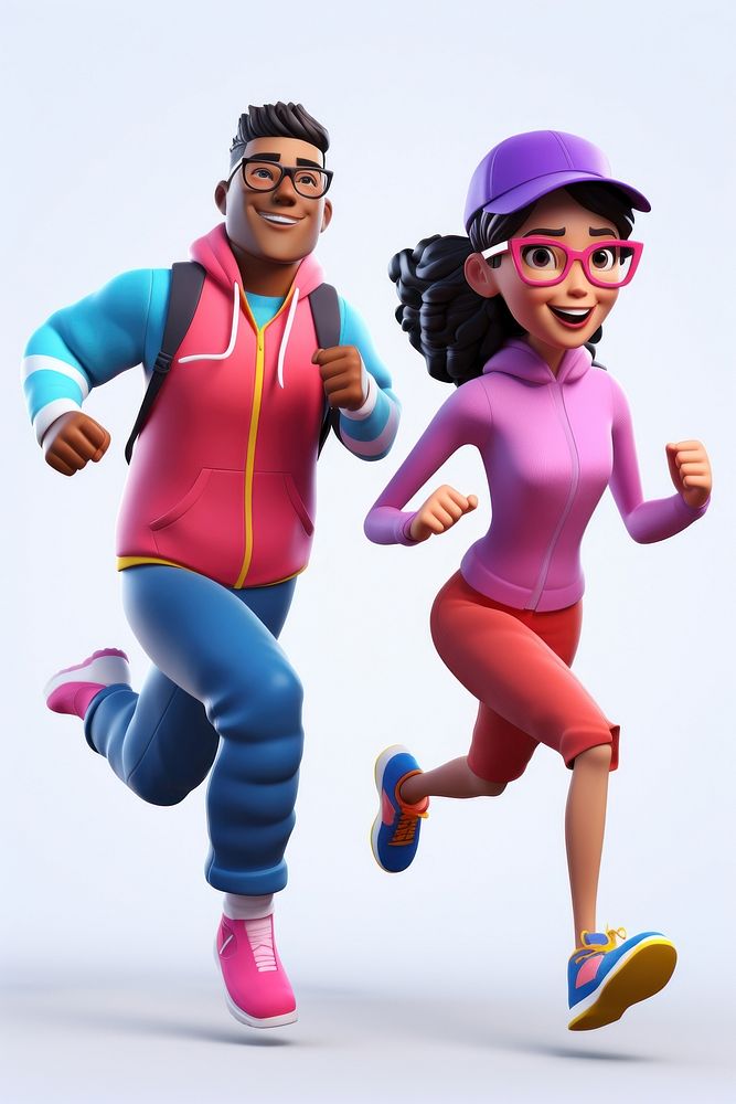 Running togetherness exercising friendship. AI generated Image by rawpixel.